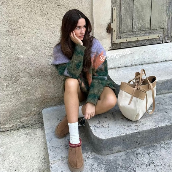 Brand New UGG Tazz Platform Slippers Chestnut(W8) - Picture 7 of 10